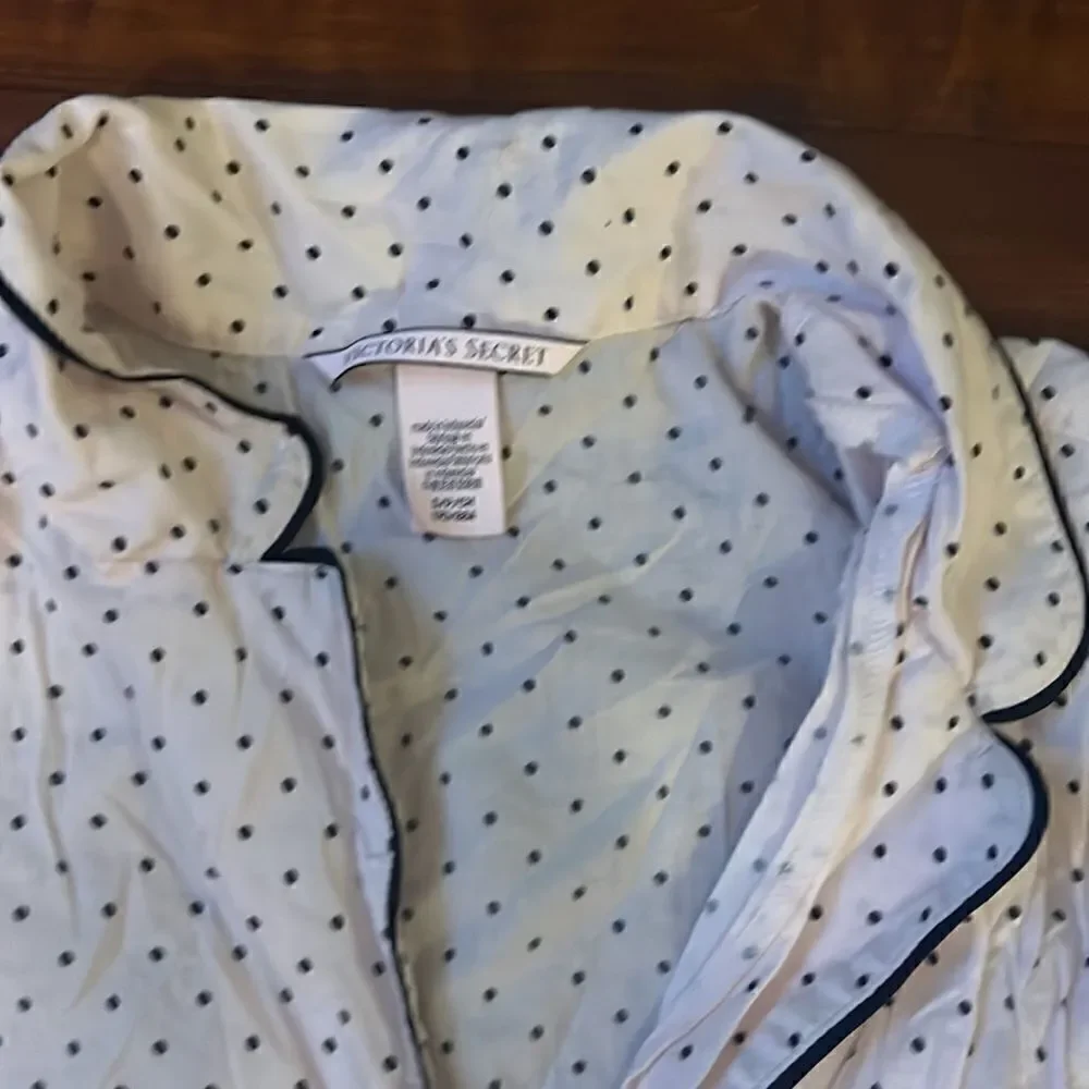 Light Pink Victoria Secret Pajama Top - Polka Dot Button Down Top - Size Small